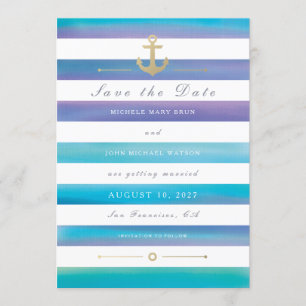 Waterverf Nautical Wedding Save the Date Kaart