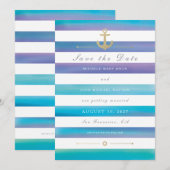 Waterverf Nautical Wedding Save the Date Kaart (Voorkant / Achterkant)