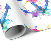 Waterverf Nautisch anker Cadeaupapier (Rol Hoek)