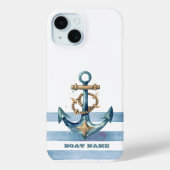 Waterverf nautisch anker lichtblauwe strepen Case-Mate iPhone case (Achterkant)