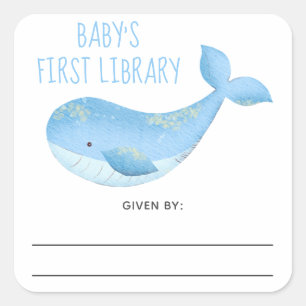 Waterverf nautisch - baby shower boekenplaat vierkante sticker
