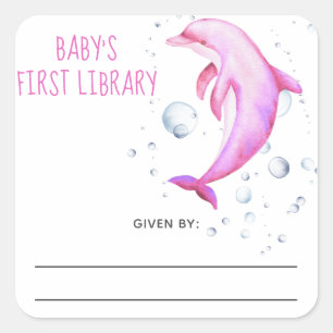 Waterverf nautisch - baby shower boekenplaat vierkante sticker