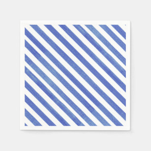 Waterverf Nautisch blauw en witte strepen Servet