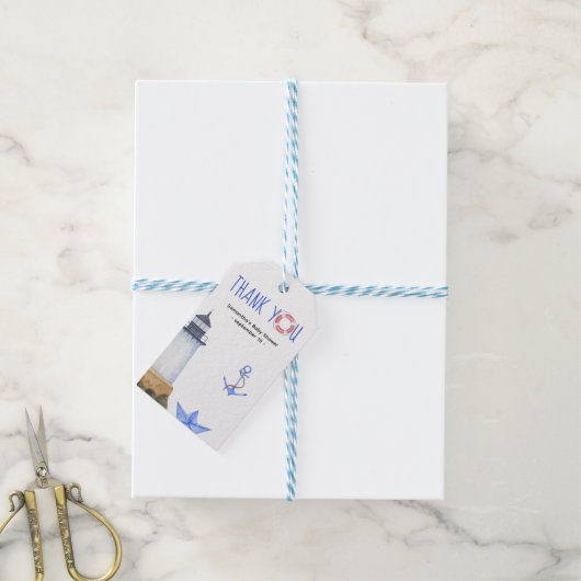 Waterverf nautisch - dank u cadeaulabel (Met Touw)