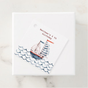 Waterverf nautisch rood en blauw Kind jarig Bedankjes Labels
