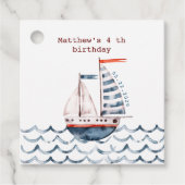 Waterverf nautisch rood en blauw Kind jarig Bedankjes Labels (Voorkant)