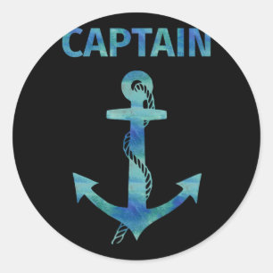 Waterverf nautische anker zeilboot ronde sticker