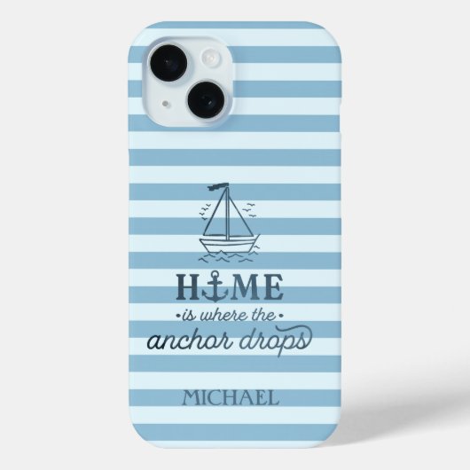 Waterverf nautische boot lichtblauwe strepen Case-Mate iPhone case (Achterkant)