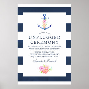 Waterverf nautische bruiloft unplugged ceremonie poster