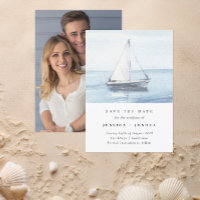 Waterverf Nautische foto Zeilen Save the Date