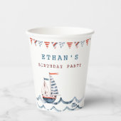 Waterverf-nautische verjaardagsfeestje papieren bekers (Voorkant)