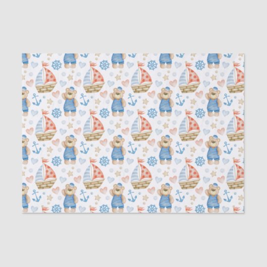 Waterverf Nautische zeilboot Sailor Beer Tissuepapier (Voorkant)