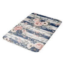 Waterverf Navy Bloem Streep Patroon Ontwerp