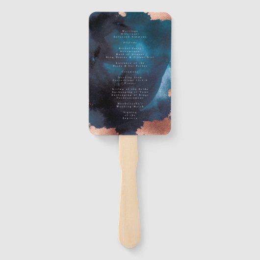 Waterverf Navy Blue Moody Roos Gold Wedding Handwaaier (Achterkant)