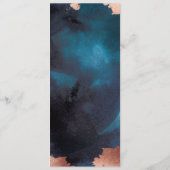 Waterverf Navy Blue Moody Roos Gold Wedding Menu (Achterkant)