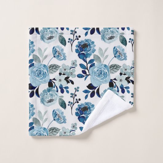 Waterverf Navy Botanical Bath Towel Set Bad Handdoek (Wasdoekje)