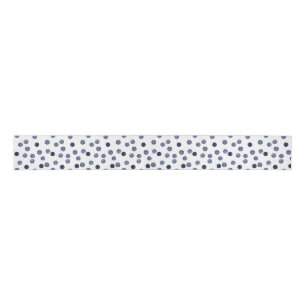 Waterverf navy cirkels polka stip handgetekend op  grosgrain lint