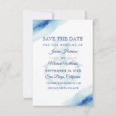 Waterverf Navy Deep Blue Foto Save The Date (Achterkant)