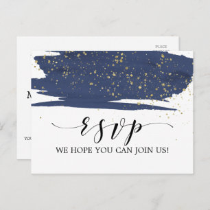 Waterverf Navy & Gold Song Request RSVP Briefkaart