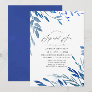 Waterverf Navy Indigo verlaat Sip en zie feest Kaart
