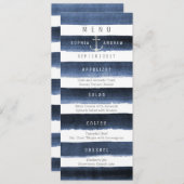 Waterverf Navy Stripes Strand bruiloft menu (Voorkant / Achterkant)