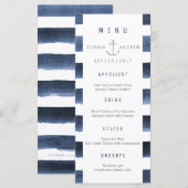 Waterverf Navy Stripes Strand bruiloft menu (Voorkant / Achterkant)