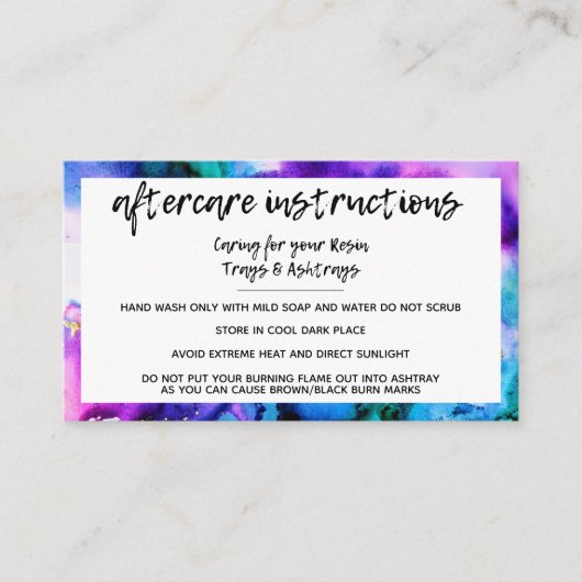 Waterverf Nazorginstructies 1 Visitekaartje (Voorkant)