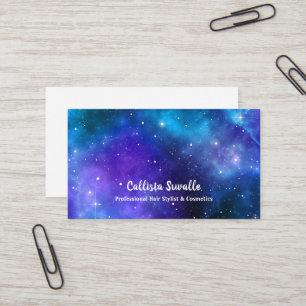 Waterverf Nebula Blue en Paarse Galaxy Sjabloon Visitekaartje