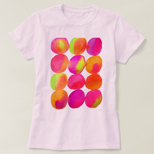 Waterverf neon spots pop kunst t-shirt (Design voorkant)
