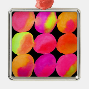 Waterverf neonpatroon abstracte heldere kleuren metalen ornament