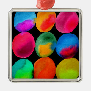 Waterverf neonpatroon abstracte heldere kleuren metalen ornament