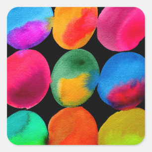 Waterverf neonpatroon abstracte heldere kleuren vierkante sticker