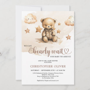 Waterverf neutraal bruin tinten ivoor teddybeer kaart