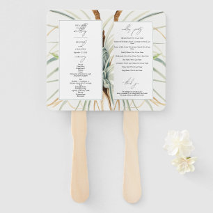 Waterverf Neutral Boho Botanisch Huwelijksprogramm Handwaaier