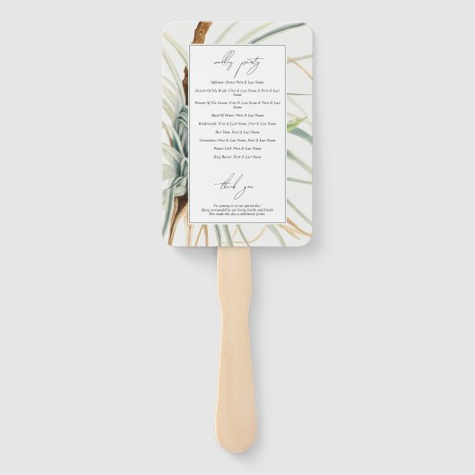 Waterverf Neutral Boho Botanisch Huwelijksprogramm Handwaaier (Achterkant)