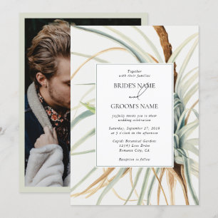 Waterverf Neutral Boho Botanische Foto Bruiloft Kaart