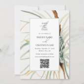 Waterverf Neutral Boho Botanische Foto Bruiloft Save The Date (Voorkant)