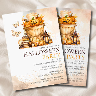 Waterverf Neutral Pumpkins Halloween Party Kaart