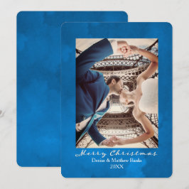 Waterverf Nevels Blauw Elegante Kerstkaart Kaart