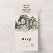 Waterverf New York Bestemming Bruiloft All In One Uitnodiging (Binnen)