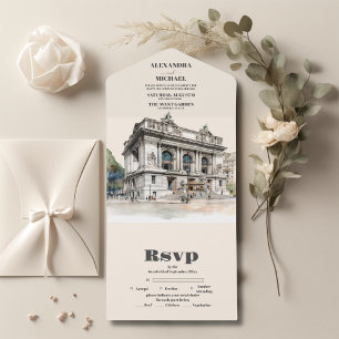 Waterverf New York Bestemming Bruiloft All In One Uitnodiging