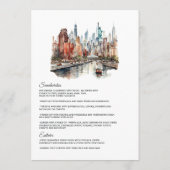 Waterverf New York bruiloft Menu (Achterkant)