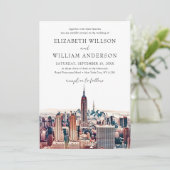 Waterverf New York Destination Trouwfoto Kaart (Staand voorkant)