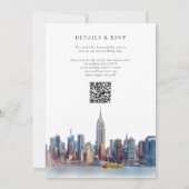 Waterverf New York Skyline QR Code Wedding Kaart (Achterkant)