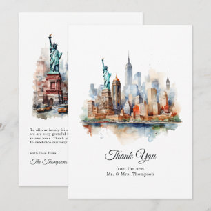 Waterverf New York USA Destination Wedding Bedankkaart