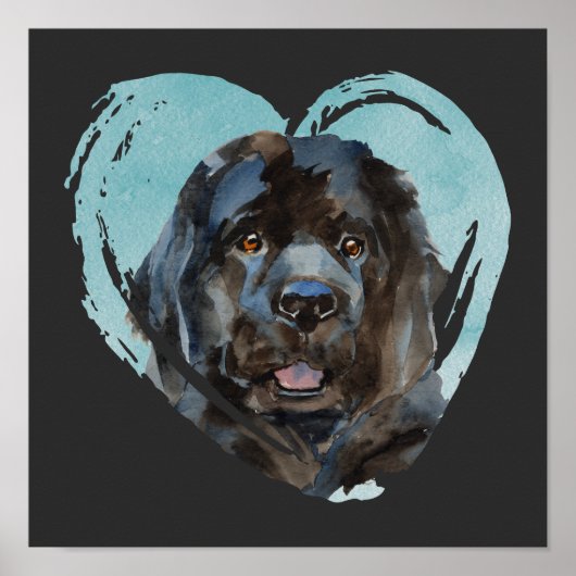 Waterverf Newfoundland Portrait Poster (Voorkant)