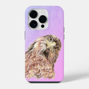 Waterverf nieuwsgierig Judgmental Hawk Funny Bird iPhone 14 Plus Hoesje