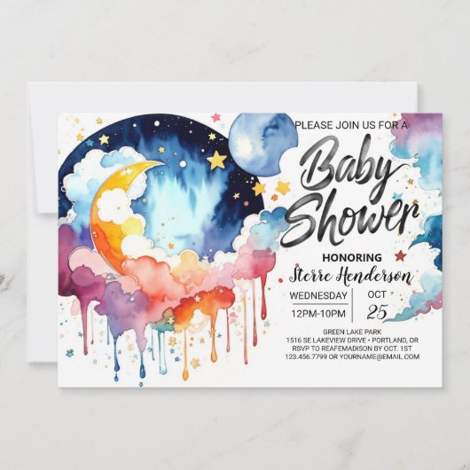 Waterverf Night Sky Baby shower Kaart (Voorkant)