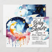 Waterverf Night Sky Baby shower Kaart (Voorkant / Achterkant)