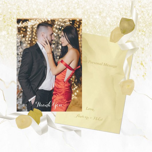 Waterverf Noelle Gold Bedankkaart